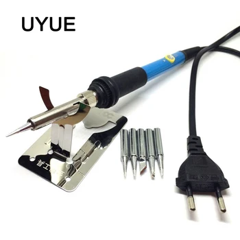 

EU plug 301D Temperature Adjustable Electric Welding Solder Soldering Iron Handle Heat Pencil Tool with 5PCS golden tips
