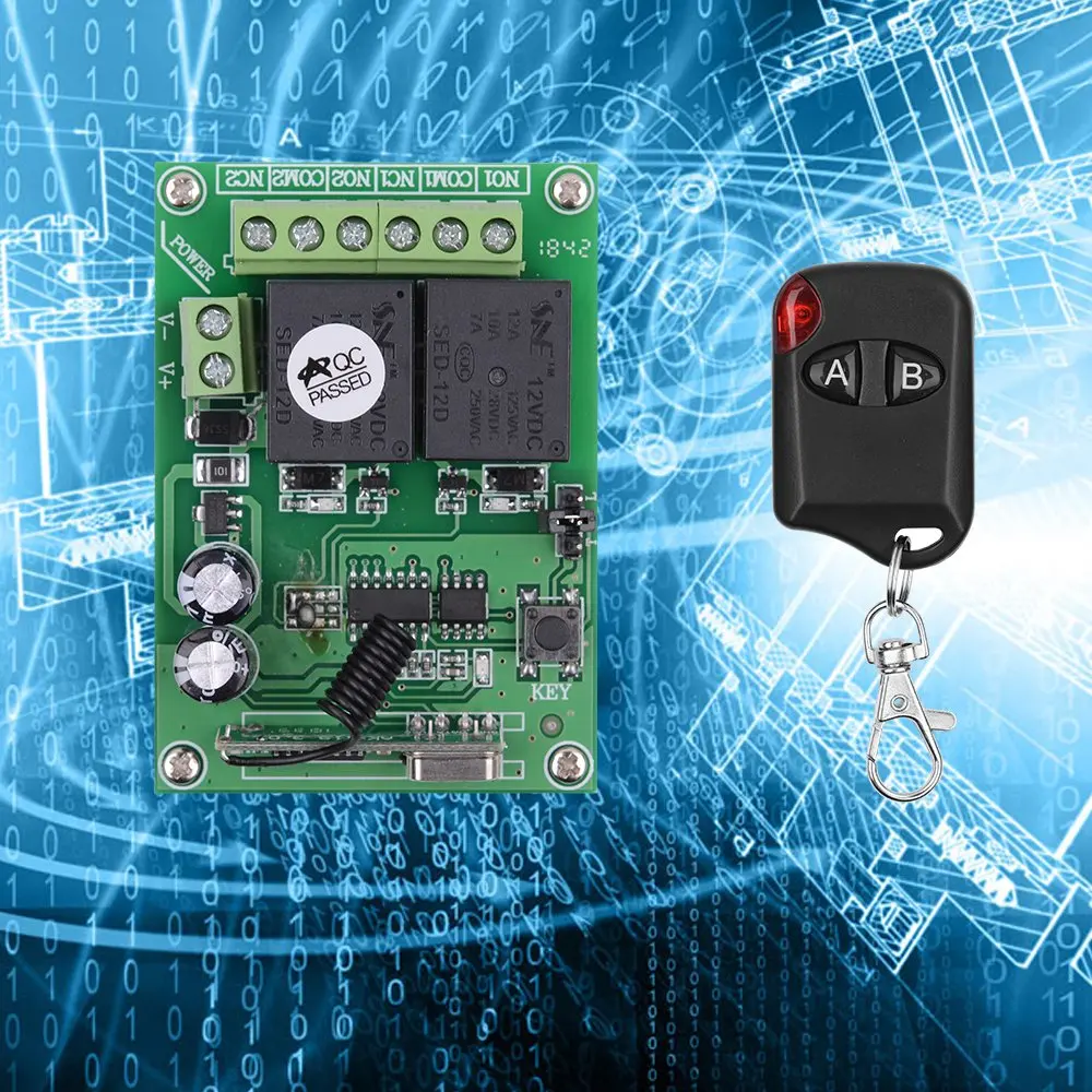 Fyt224 Dc24v 2ch Way релейный приемный модуль+ 4 Радиочастотный пульт дистанционного управления 433 м Универсальный беспроводной пульт дистанционного управления