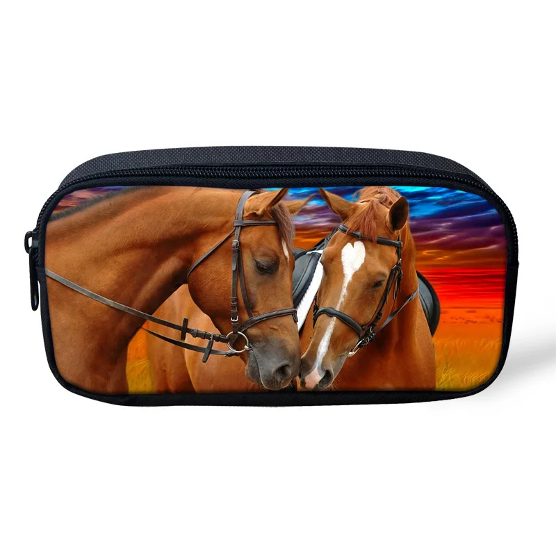 

Women Cosmetic Bag Makeup Case Crazy 3D Horse Pencil Case for Kids For Boys Girls Children Pen Box School Supplies