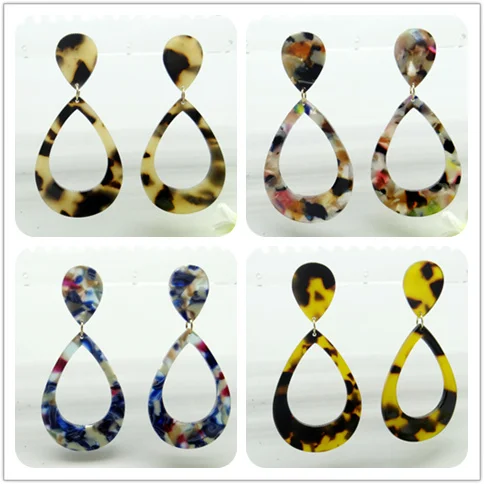 

2019 Hot Sale Acrylic Resin Leopard Dangle Earring For Women Fashion Tortoiseshell Geometry Acetate Party Jewelry free shipping