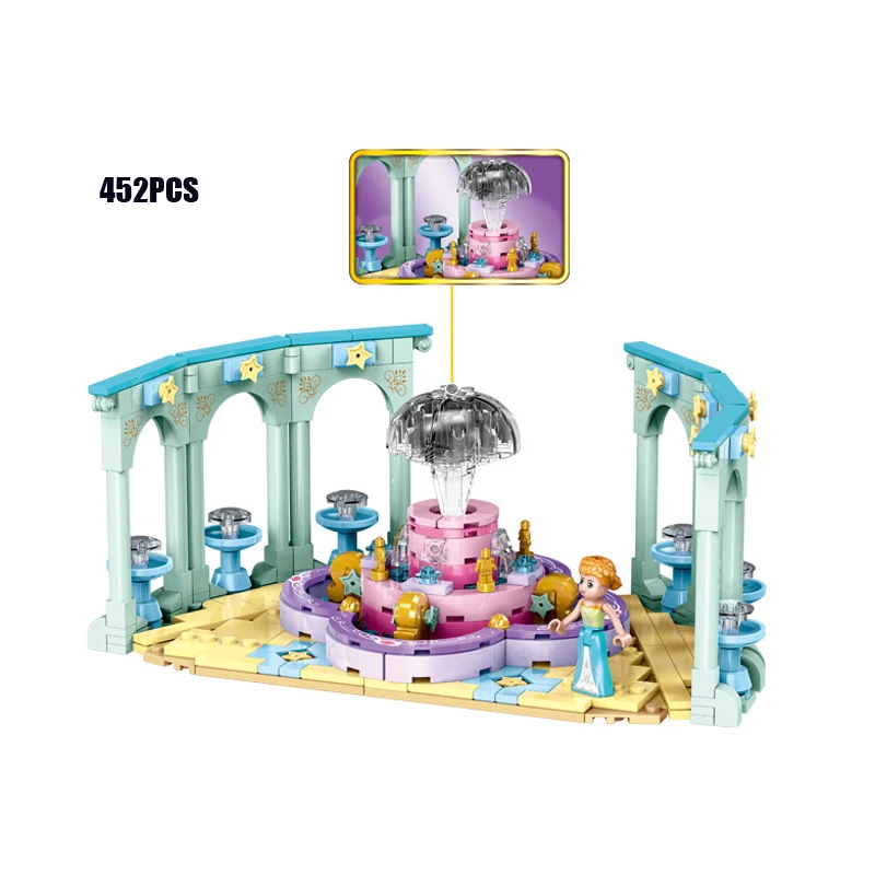 

Hot Fairy tale Princess Royal fountain scenes moc building block figures assemable bricks education toys for girls gifts