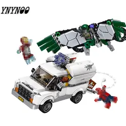 YNYNOO 07076 Marvel Super Heroes человек паук 400 шт. Остерегайтесь стервятников набор детей строительные блоки кирпичи игрушка в подарок