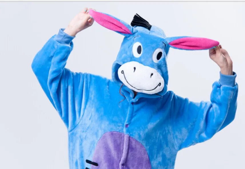 Мужские Дамы Синий Кролик мультфильм взрослых животных Onsie пижамы комбинезоны пижамы C008 S/M/L/XL