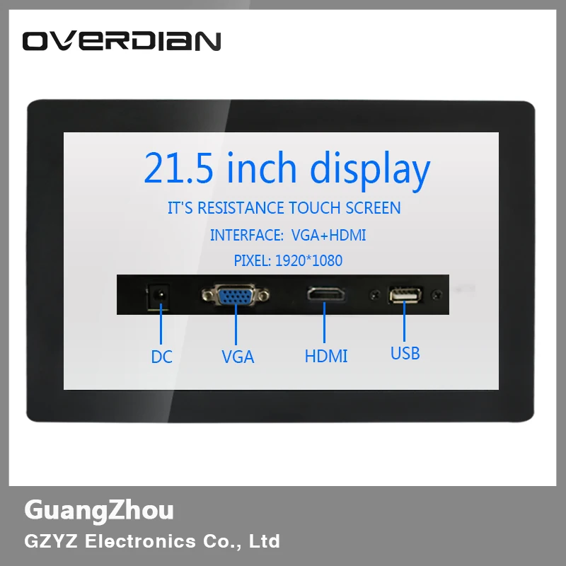 

21.5"VGA/USB/HDMI Connector Metal Shell Monitor1920*1080 Buckle Fixed Industrial Control Monitoring Resistance Touch Machines