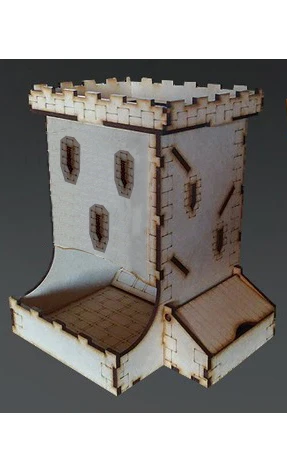 Fortress Big Dice Tower For Board Games Gloomhaven War Table Infinity Wooden Panel laser Cutting | Спорт и развлечения