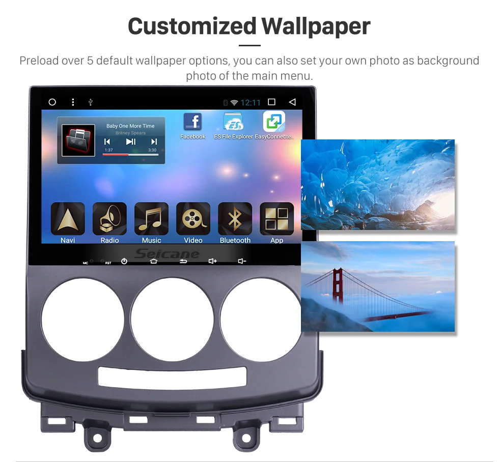 Clearance Seicane Android 7.1 9 inch full Touchscreen Bluetooth Car Radio GPS Navigation for 2005-2010 Old Mazda 5 with 8 core 32G FM WIFI 20