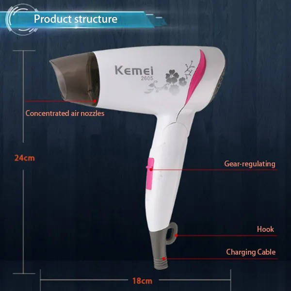 KM-2605, фирменные Фены для ухода за домом, 1600 Вт, 220 В, белые приборы для личной гигиены, ЕС вилка, бесшумный портативный фен для волос