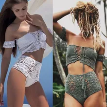 6 Color Crochet High Leg Bandeau Bikini Set Swimwear Female Swimsuit High Waist Bikini Women Bathing Suit 6 Color Crochet High Leg Bandeau Bikini Set Swimwear Female Swimsuit High Waist Bikini Women Bathing Suit