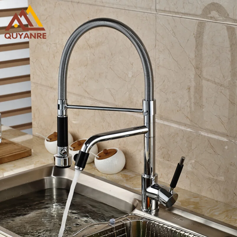 Chrome Single Handle Hole Kitchen Mixer Deck Mounted With Hot And Cold Pipes