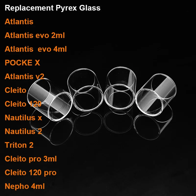 

Replacement Pyrex Glass For Atlantis EVO 2ml 4ml /Triton 2/Nepho Sub Ohm Tank 4ml ETC