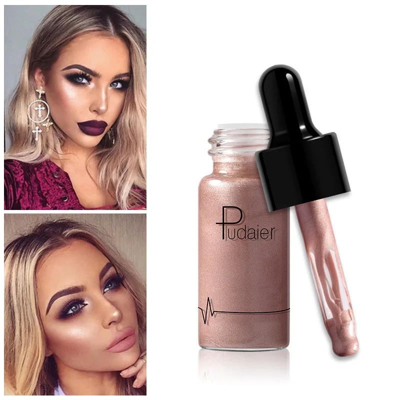 Pudaier Liquid Highlighter 12 colors Make Up Cream Concealer Shimmer Shine Lips Face Bronzer Highliter Glow Kit