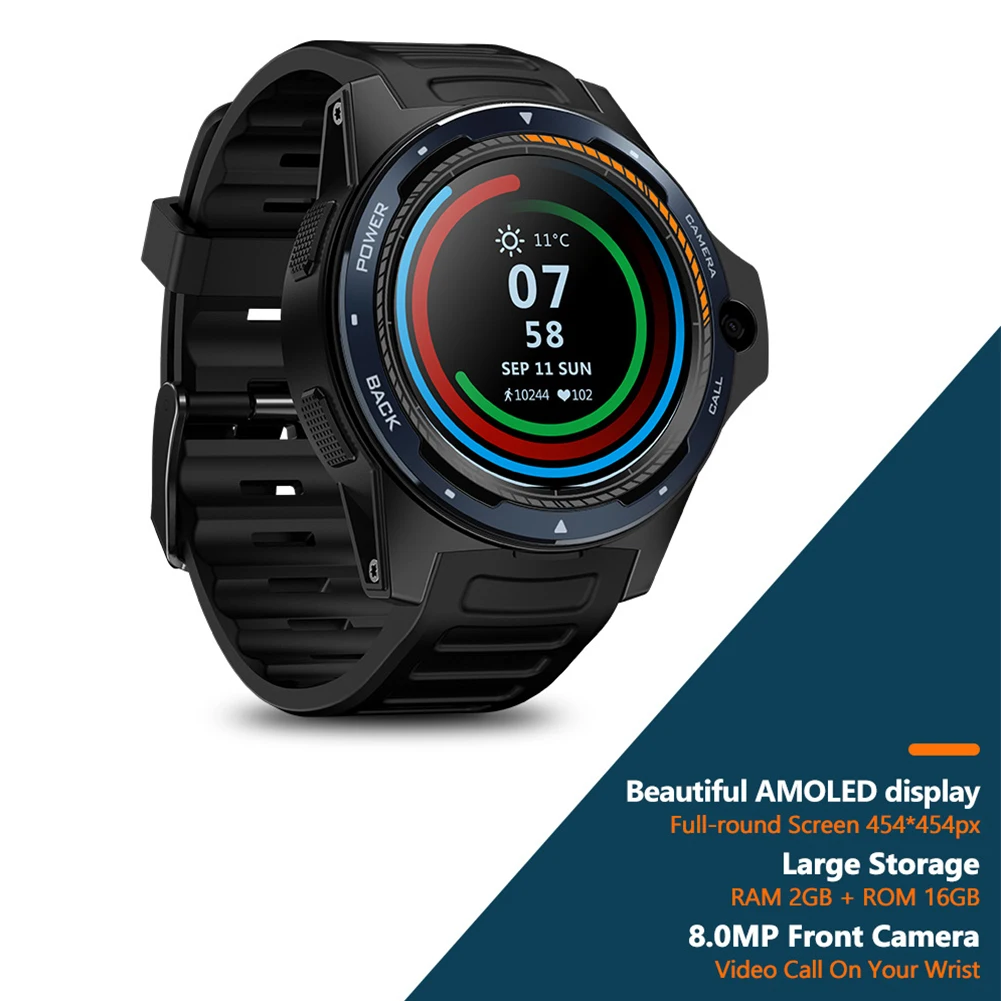 

Gift 1.39 Inch Screen 2+16GB 8MP Camera WIFI Waterproof GPS Zinc Alloy Smart Watch 4G Phone Dual System Heart Rate Monitor