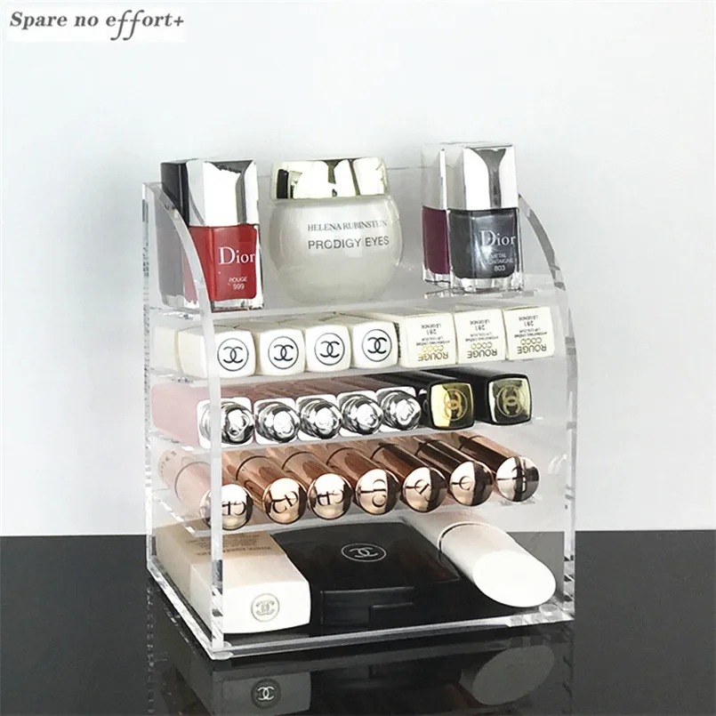 Ceny Przezroczysty akrylowy makijaż organizator szminka podstawka na lakier do paznokci pulpit kosmetyczne Organizador pudełko do przechowywania makijaż narzędzia pojemnik