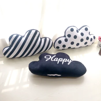 

Lovely Cloud Shape Home Decorative Pillow Nordic Style Black and White Simple Letter Striped Dots Pillow Plush Cushion Toys Gift
