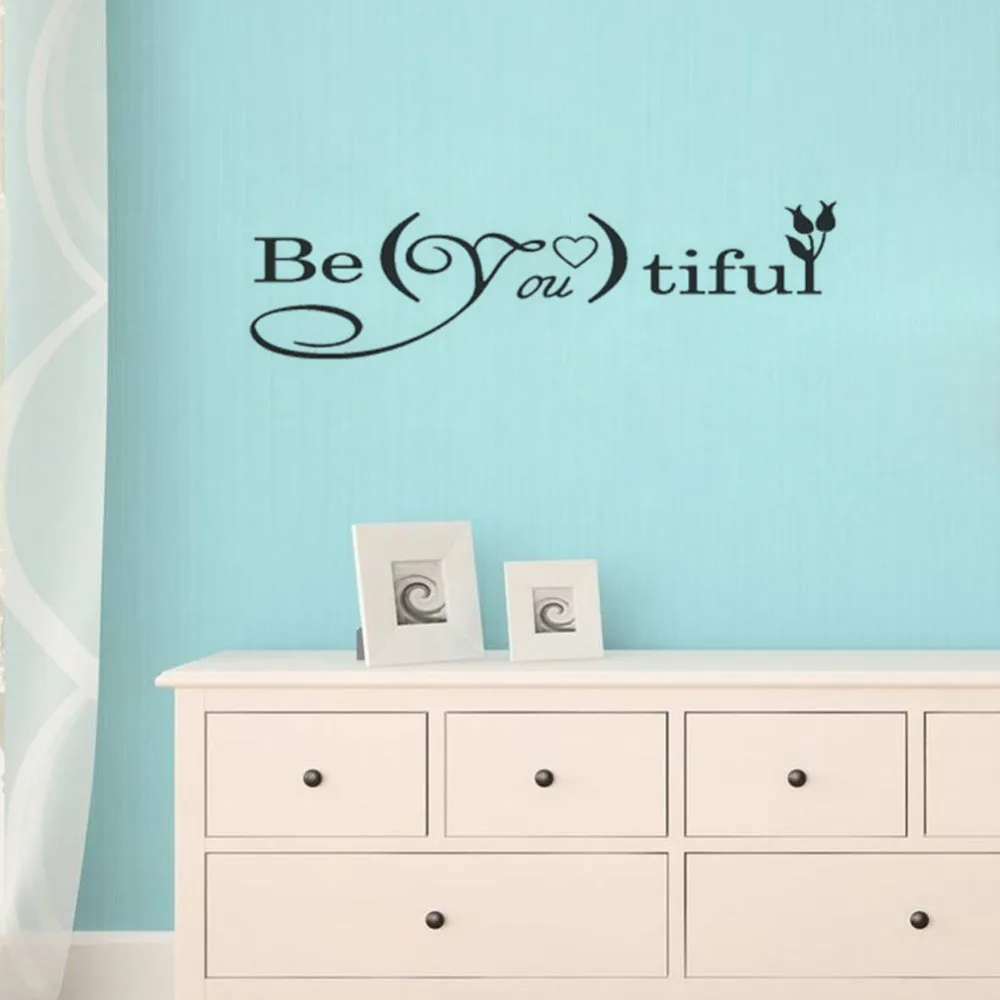 BE YOU TIFUL Vinyl Wall Stickers Lettering Decor Sticker Nursery