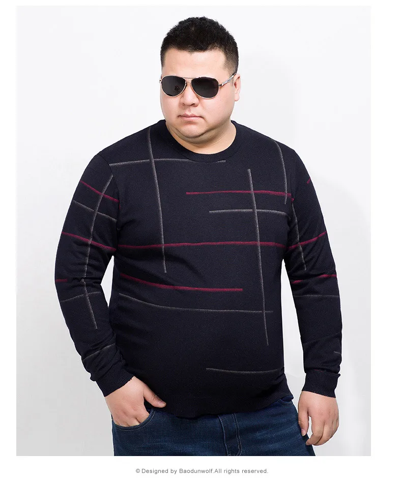 10XL 8XL 6XL 5X социальных хлопок тонкий мужской пуловер Свитера повседневные крючком полосатый вязаный свитер для мужчин masculino Джерси Одежда