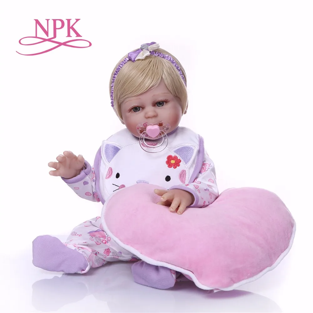 Силиконовая кукла реборн NPK с фиолетовым сердцем 19 дюймов Реалистичные модные
