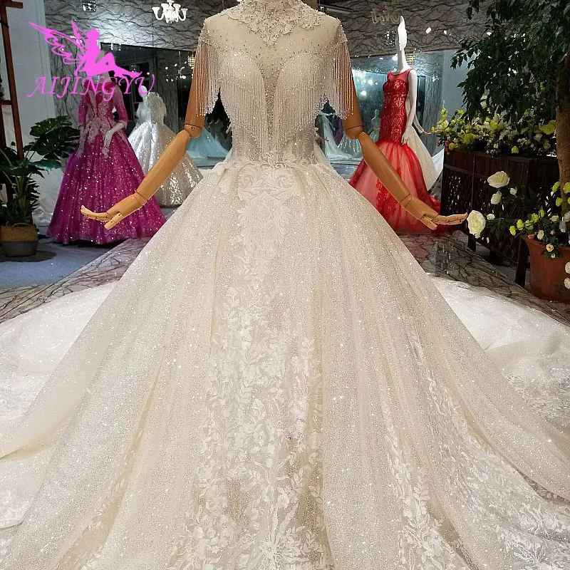 AIJINGYU Simple Wedding Dresses Gown Bridal Long White Folk Gown Boho Vintage Wedding Dress Luxury