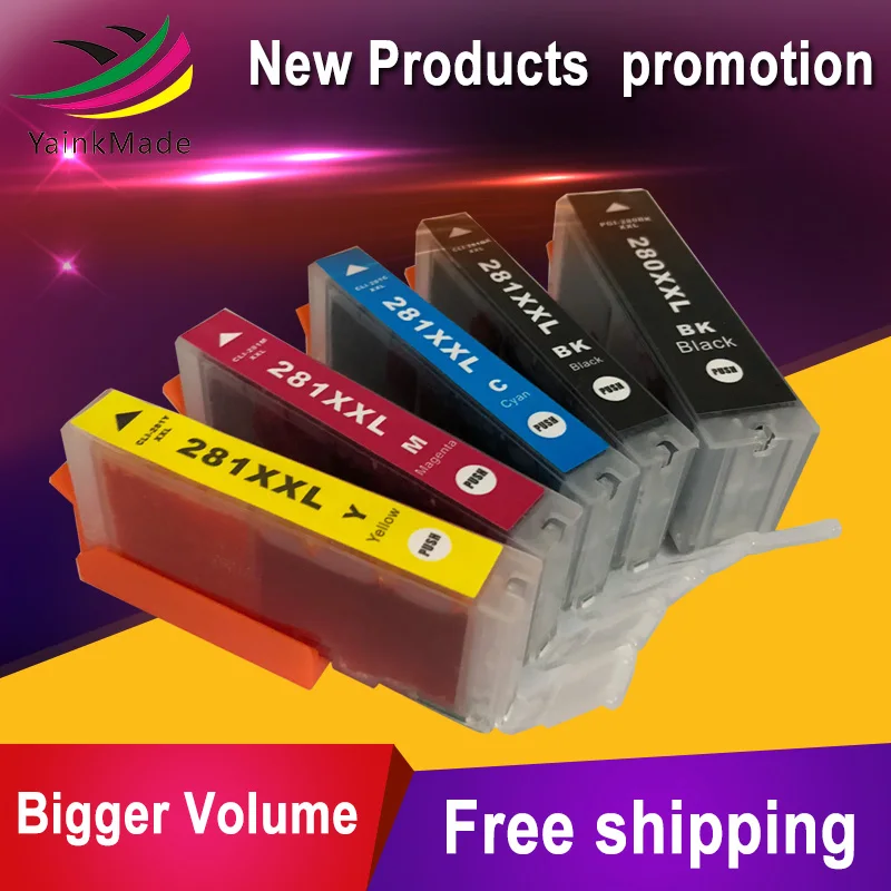 5PK новейший совместимый pgi 280 XXL cli 281 pgi-280 картридж для Canon Pixma TR8520 TS6120 TS8120 |