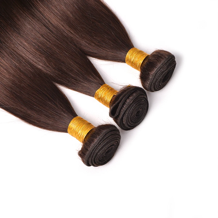 #2 Color Straight Hair Brazilian Hair Weave Bundles 100% Human Hair 3 Bundles ALIPOP NonRemy Human Hair Extensions Double Weft (3)