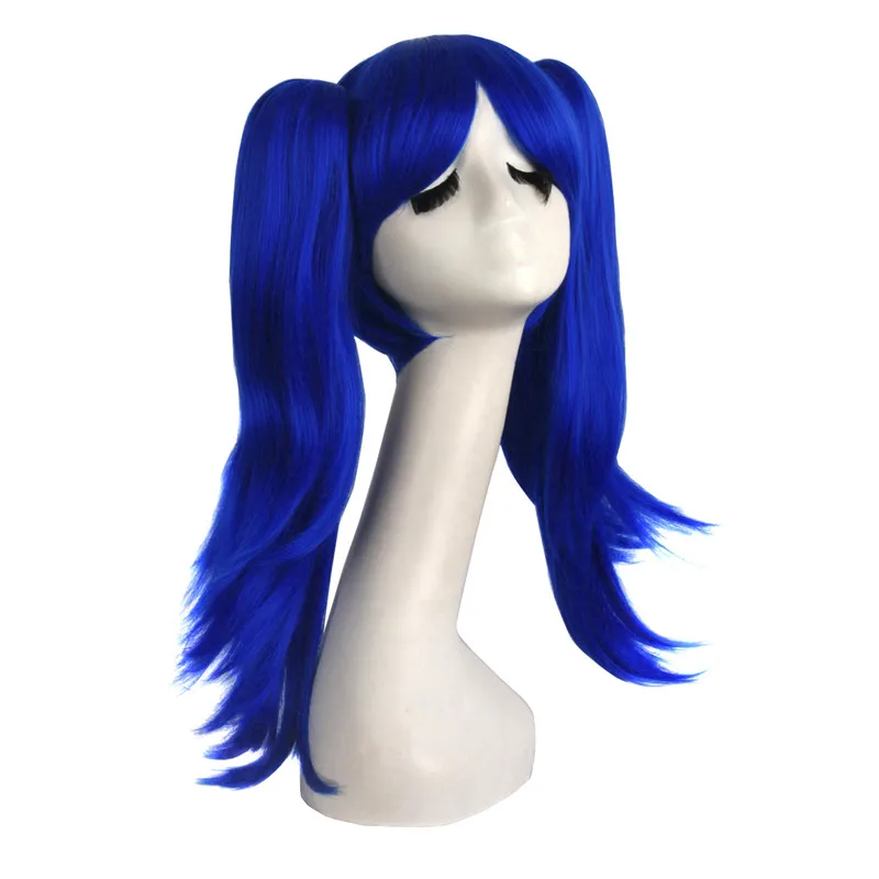 MapofBeauty 2" Черный Синий Косплей парик 2 конские хвосты форма коготь длинные прямые синтетические волосы термостойкие парики для женщин