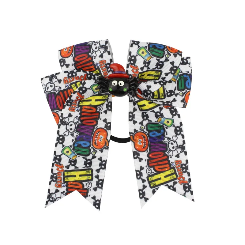 Fashion Cute Printed Cheer Bow for Girls Grosgrain Ribbon Large Hair Bow With Elastic For Girls Hair Accessories (13)
