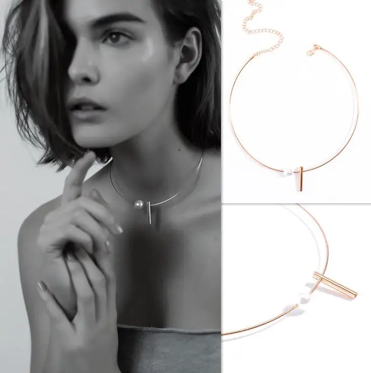 

Modern Gold Color Women Collar Choker Necklaces Fashion White Imitation Pearl Necklaces Vintage Collier Femme Jewelry