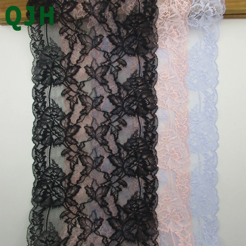

24.5cm Width Apparel Accessories Pink&Black&Blue Elastic Stretch Lace Trim DIY sewing fabric underwear garment garter supplies