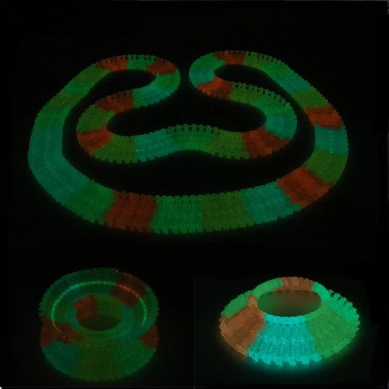 Piste magiche auto da corsa luminosa con luci colorate plastica fai-da-te incandescente al buio giocattoli creativi per bambini