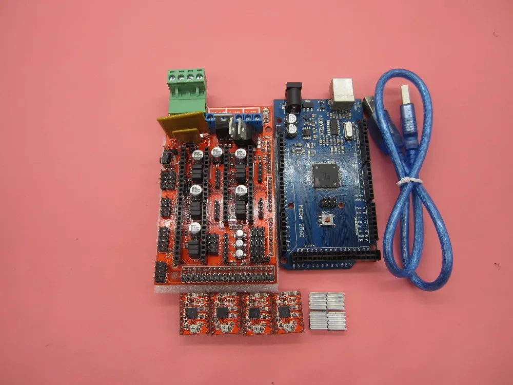 Free Shipping Mega 2560 R3 + 1pcs RAMPS 1.4 Controller + 4pcs A4988 Stepper Driver Module for 3D Printer kit Reprap MendelPrusa