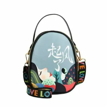 

2019 HOT Women's casual cartoon shoulder bag college style fashion PU leather canta messenger bag