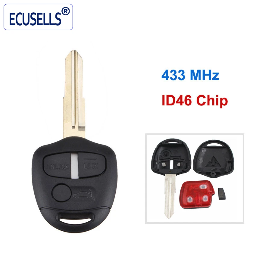 

3 Buttons Remote Key Fob 433mhz ID46 Chip for Mitsubishi Lancer EX Remote Key Right Blade