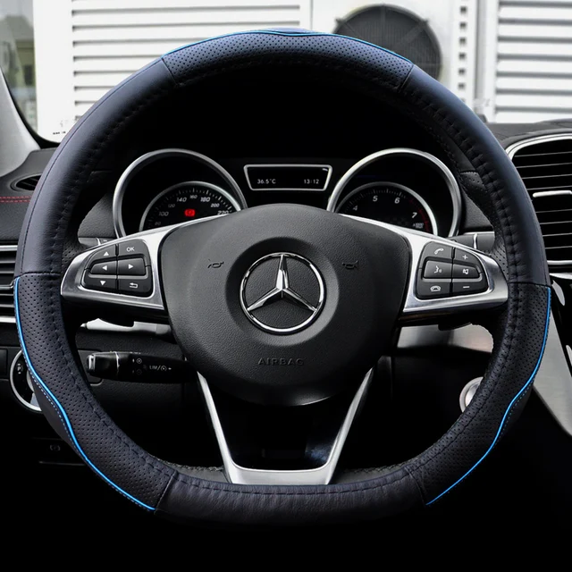 Buy D shape genuine leather steering wheel Cover for