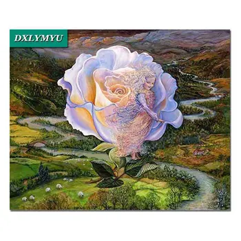 

Diamond Painting Cross Stitch"river Flower"Needlework Craft Mosaic Pattern,Square Diamond Embroidery white Rose Home Decoration
