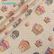 GUANDIN, напечатанное хлопковое белье-сова ткань для одеял и шитья материал для сумок, дивана, Curtaion мебельная Обложка Материал 100*145 см
