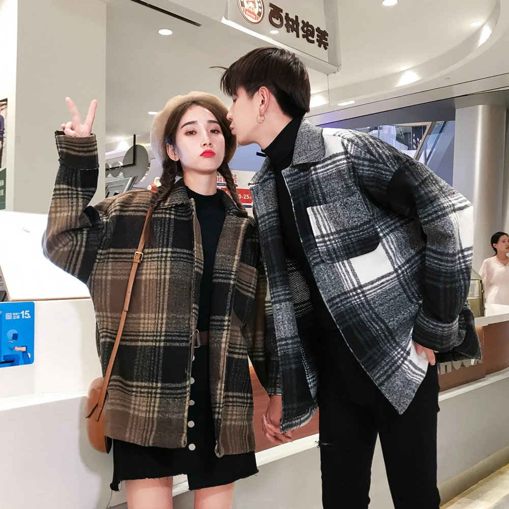 Privathinker Women Wool Coat Winter 2018 Woman Plaid Coats And Jackets Women Casual Korean Windbreaker Couple Fall Warm Outwear Privathinker Women Wool Coat Winter 2018 Woman Plaid Coats And Jackets Women Casual Korean Windbreaker Couple Fall Warm Outwear