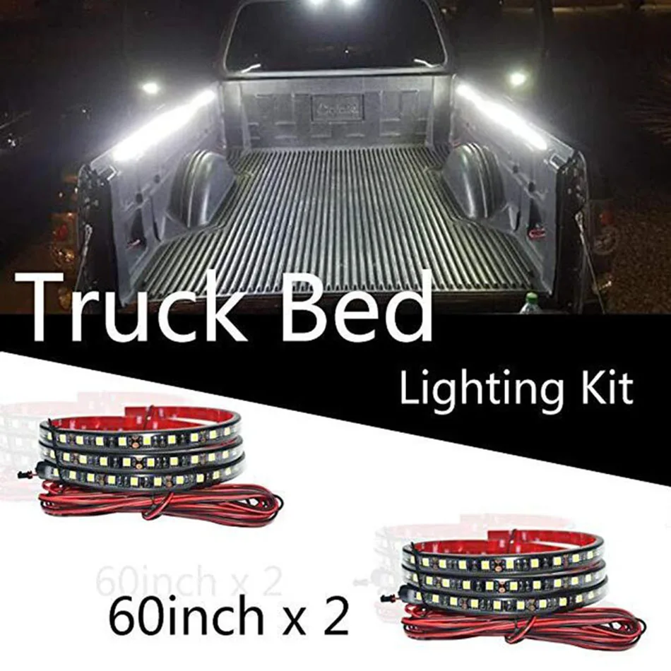 2pcs 60 дюймов светодиодный универсальный грузовик кровать огни белый освещение комплект атмосферные лампы полосы водонепроницаемый для RV лодка грузовой пикап