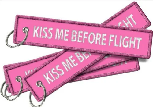 Брелок с вышивкой Kiss Me Before Flight - Название цвета: RBF Pink