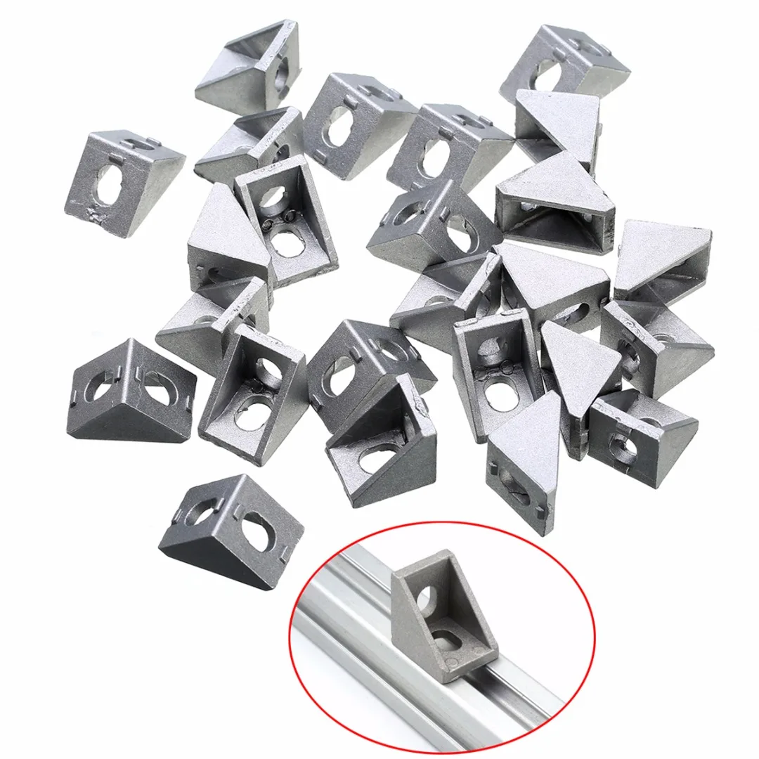 25pcs Solid Cast Aluminum Connecting Fastener High Hardness 2020 Corner Brackets For 20mm Extrusion 20x20x17mm