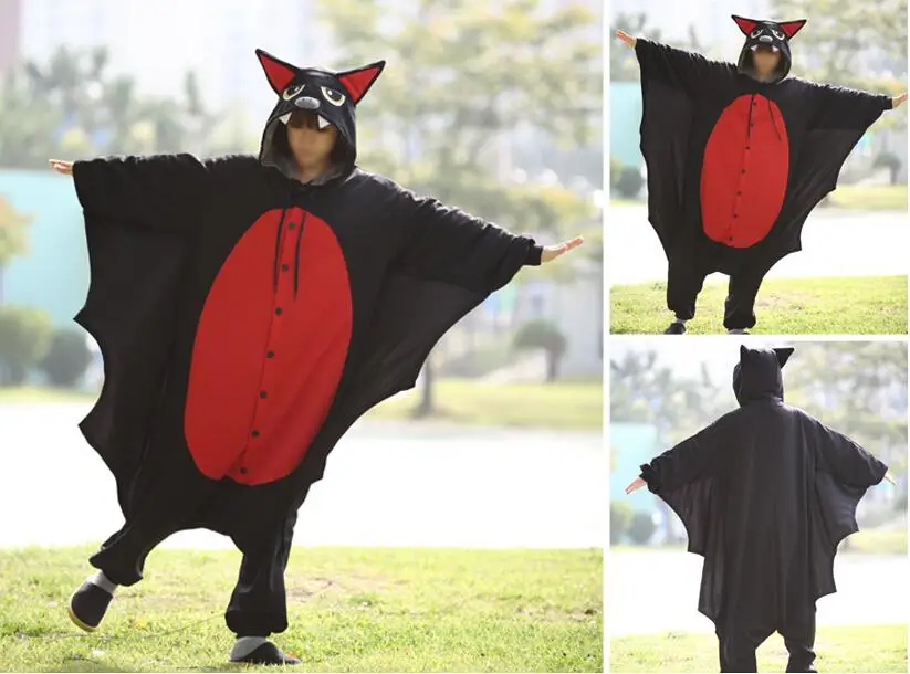 

New Vampire Bat Costume Onesies Adults Black Bat Mans Evil Bat Cosplay Onesies Halloween Party Costumes