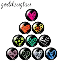 Красивый узор в виде сердечек и поцелуев 10 шт. 12 мм/18 мм/20 мм/25 мм круглый стеклянный кабошон с плоской задней частью для фото