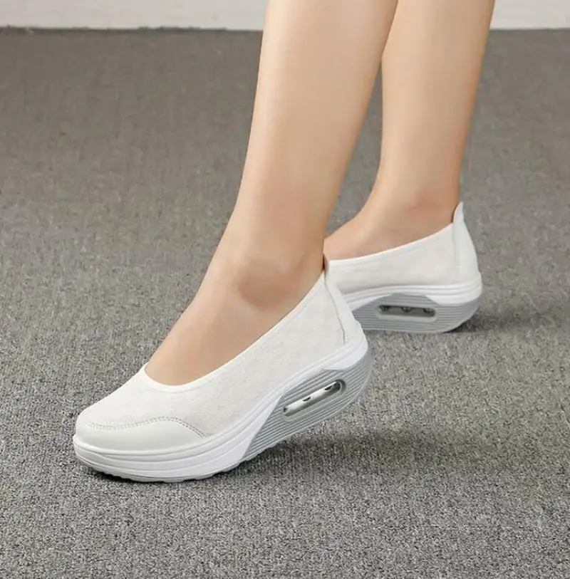 

US4-10 Womens Platform Breathable Mesh Sneakers Comfort Nurse Shoes Low Heel Summer Breathable Casual 7Styles A547