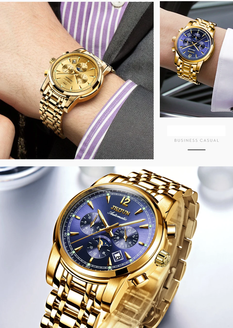 JSDUN механические часы для мужчин водонепроницаемые мужские s часы Топ Бренд роскошные часы Автоматические спортивные наручные часы Relogio Masculino