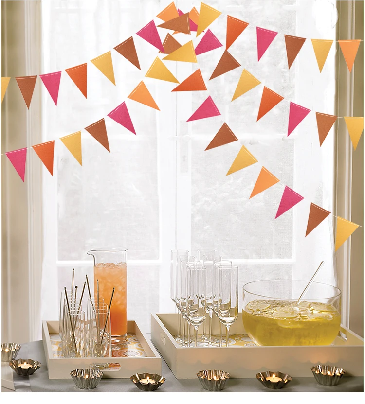 4 метра красный оранжевый желтый осенняя Тема листья гирлянды точки бумажный баннер флаги на День Благодарения Свадебная вечеринка украшения