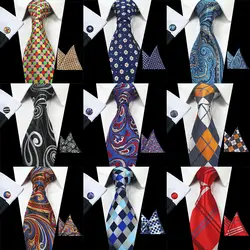 RBOCOTT 8 см шелк жаккард мужские плед галстук красный Пейсли галстук, носовой платок, запонки набор классический коричневый средства ухода за