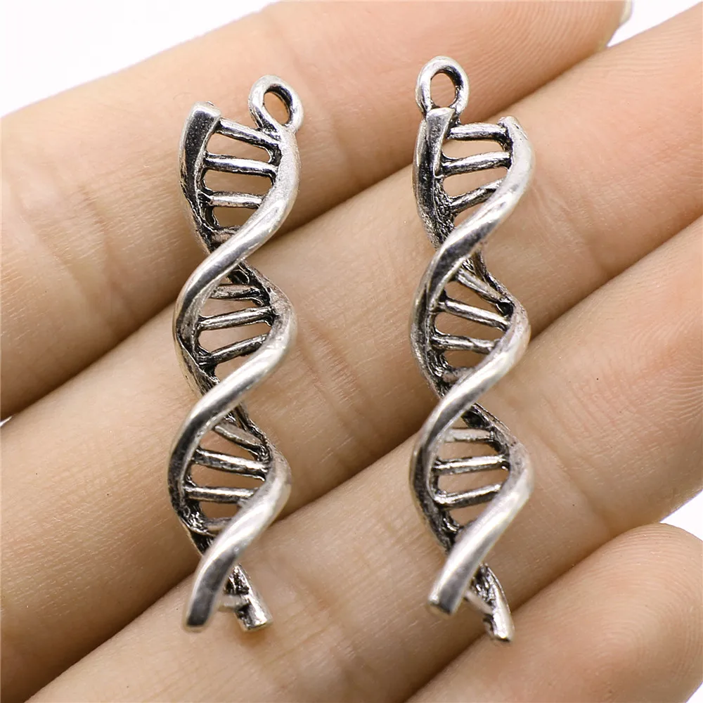 

WYSIWYG Dna Charms Pendant DIY Jewelry Findings For Jewelry MakingAntique Silver Tone 9x41mm 5pcs/lot
