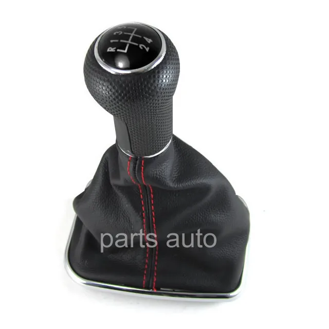 Genuine leather 5 SPEED CHROME MANUAL SHIFT KNOB SHIFTER VW MK4 GOLF