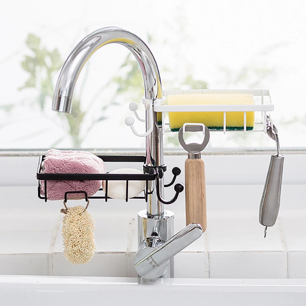 Железный кухонный кран держатель губки Регулируемая раковина caddy сумка для хранения мыльная щетка для мытья посуды стеллаж для хранения жидкости