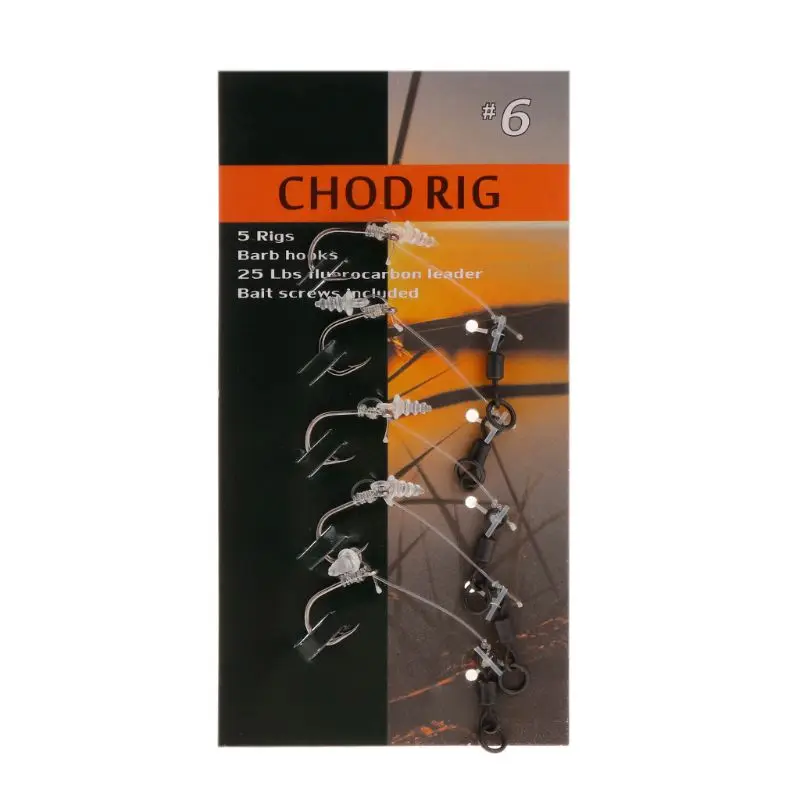 

5 Pcs Fishing Hook Anti Tangle Line Transparent Tackle Carp Ready Rigs Connected Accessories 2/4/6/8# Hooks High Carbon Steel