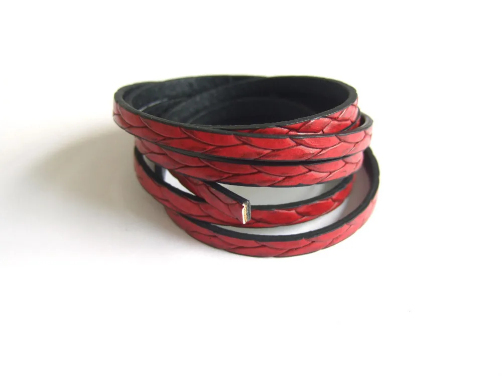Красный плоский шнурок из искусственной кожи 1 метр 5x2 мм|bracelet making|pu leather cordmake cord